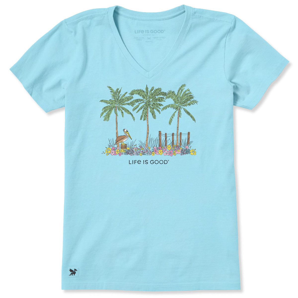 Women's Pelican Palm Flowerbed Short Sleeve Vee product image 1