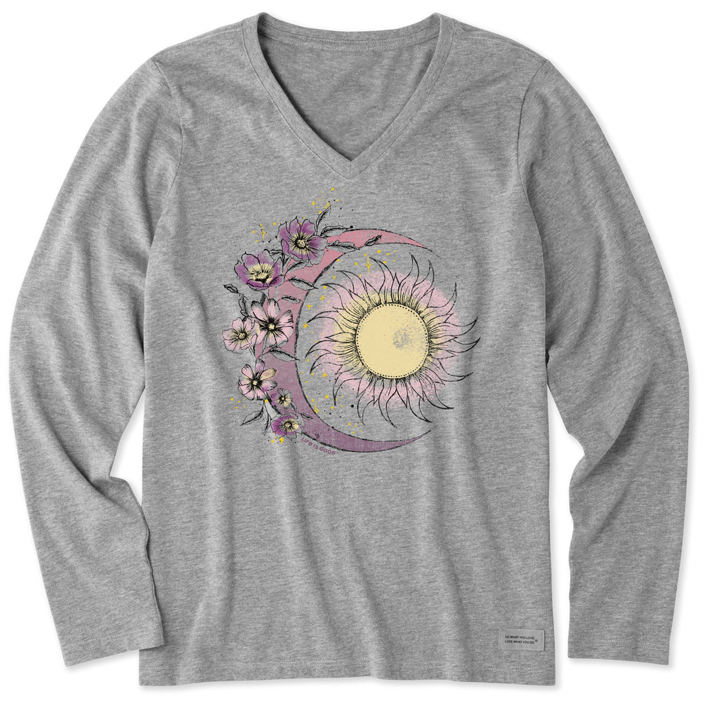 Women's Moon Flower Long Sleeve Crusher-LITE Vee product image 1
