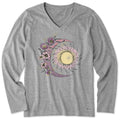 Women's Moon Flower Long Sleeve Crusher-LITE Vee product image 1