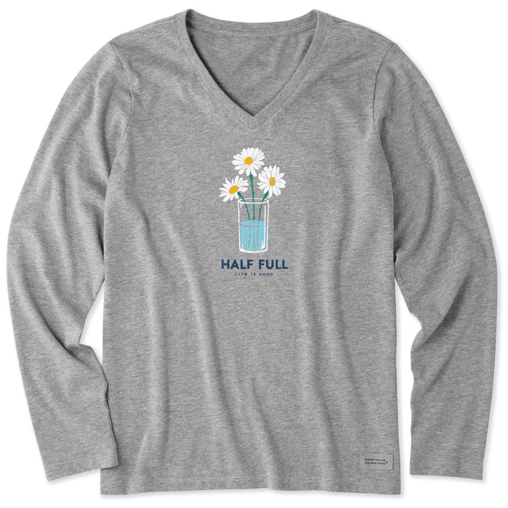 Women's Half Full Daisy Trio Long Sleeve Crusher-LITE Vee