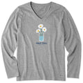 Women's Half Full Daisy Trio Long Sleeve Crusher-LITE Vee
