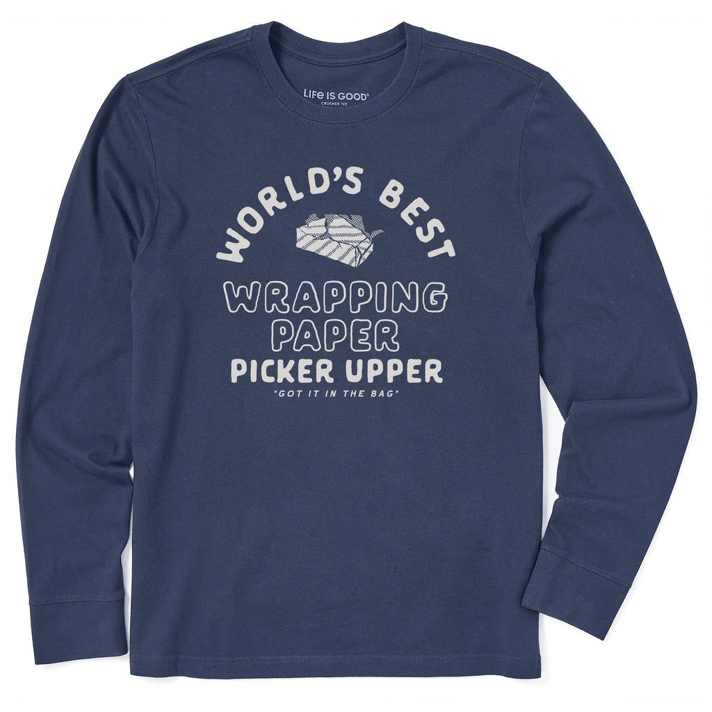 Men's World's Best Wrapping Paper Picker Upper Long Sleeve Crusher Tee
