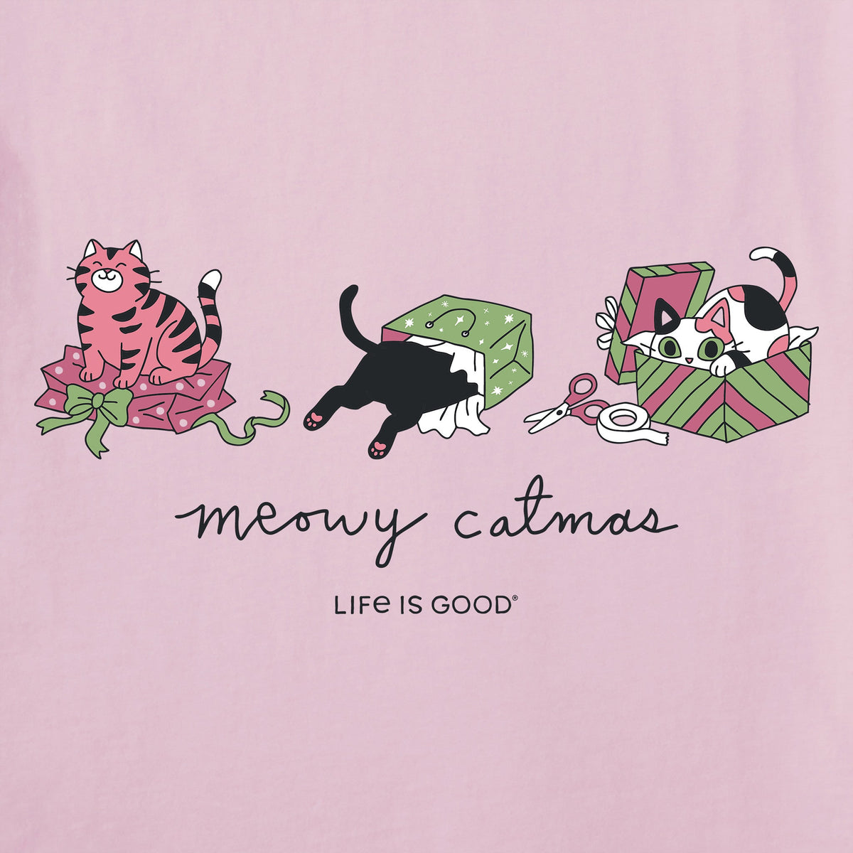 Women's Meowy Catmas Presents Trio Long Sleeve Crusher Vee product image 2