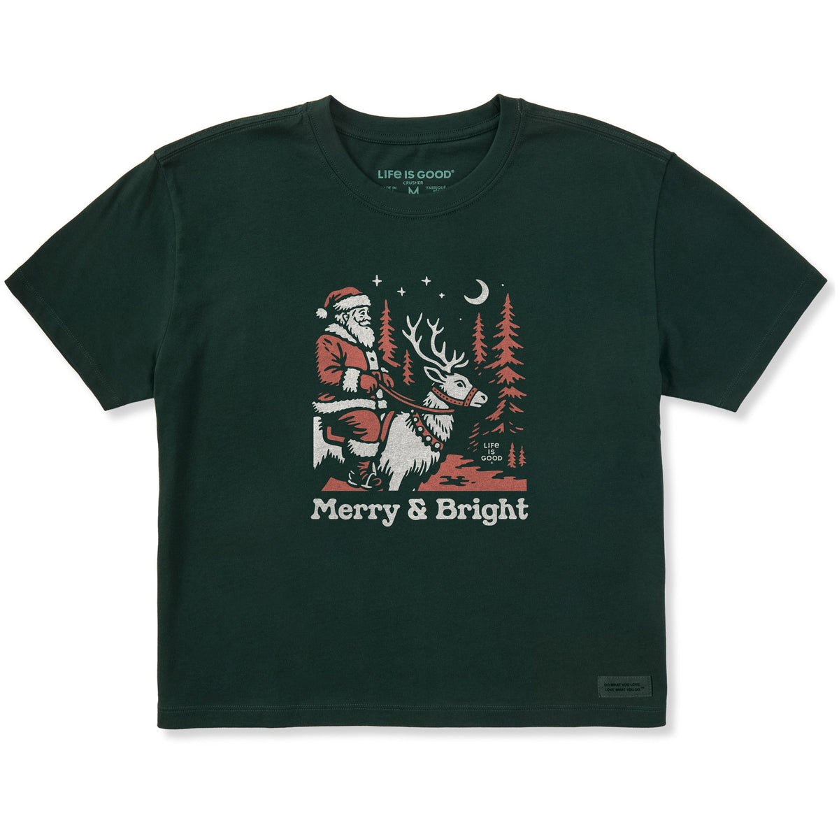 Women's Merry & Bright Santa Reindeer Short Sleeve Crusher product image 1