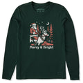 Women's Merry & Bright Santa Reindeer Long Sleeve Crusher product image 1
