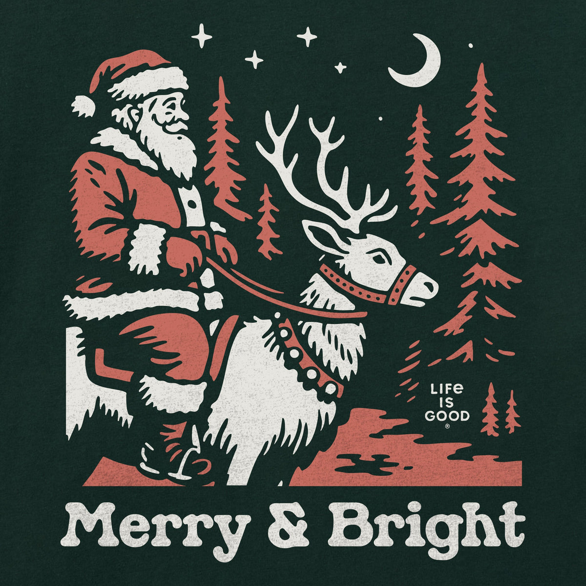 Women's Merry & Bright Santa Reindeer Long Sleeve Crusher product image 2