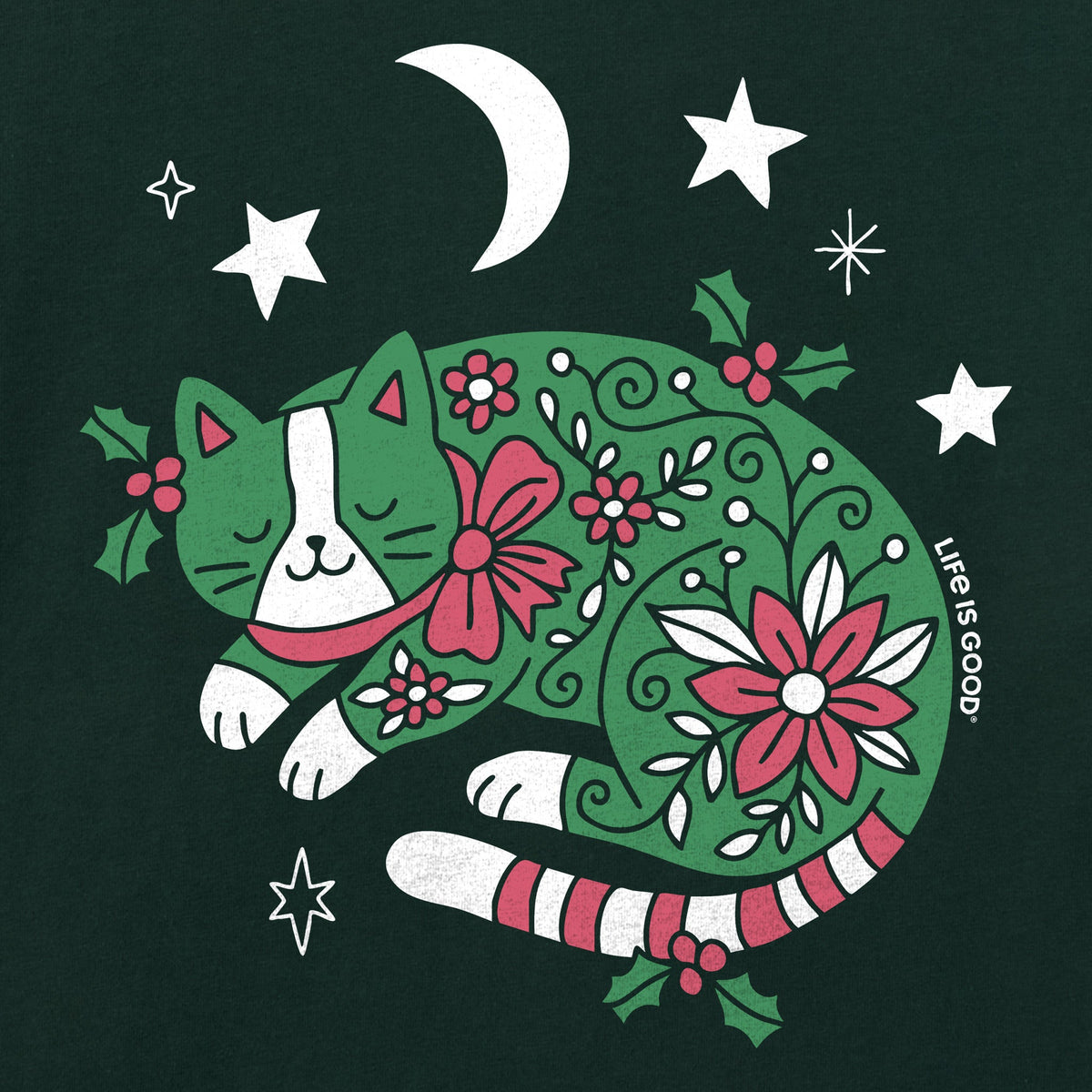 Women's Christmas Doodle Cat Short Sleeve Crusher Tee product image 2