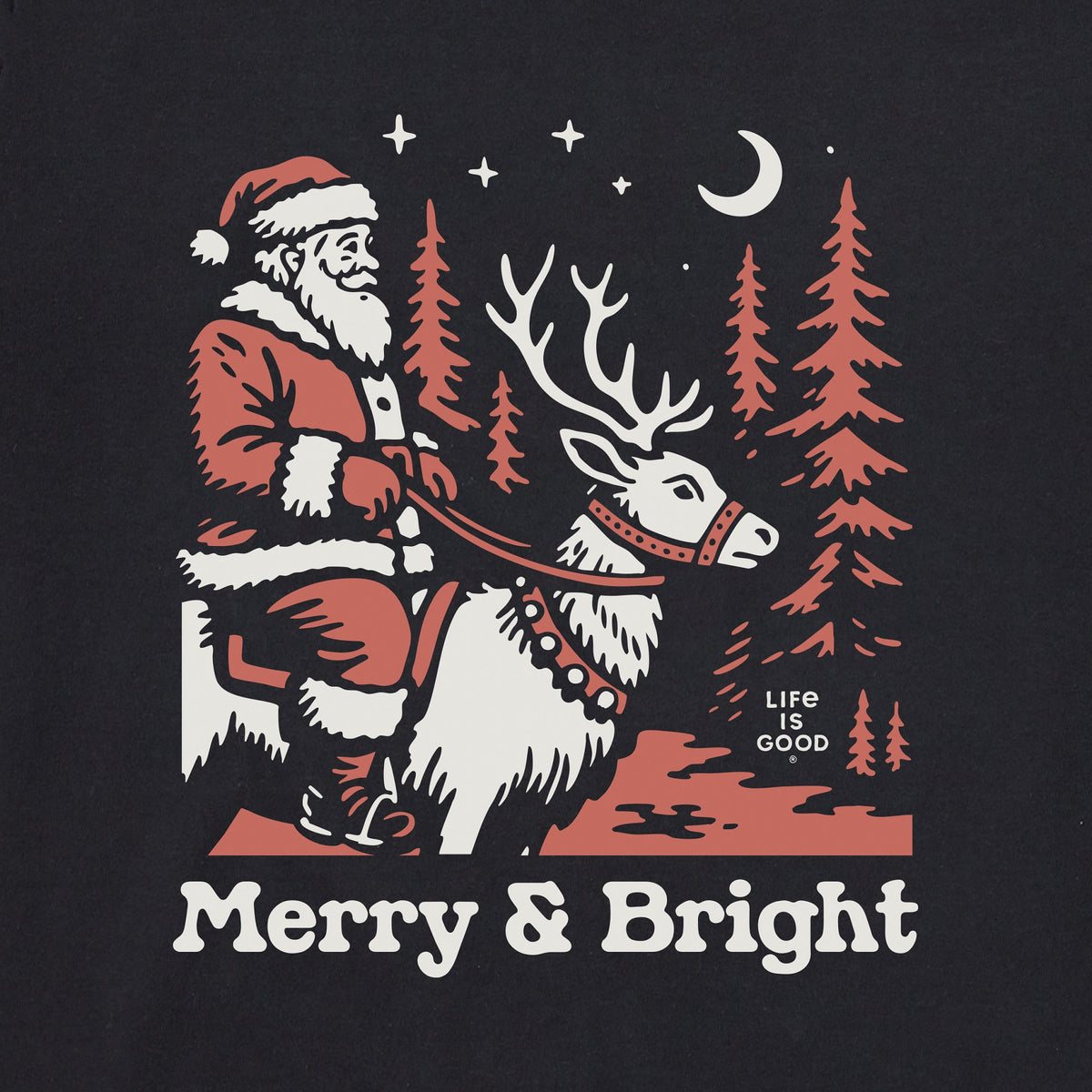 Men's Merry & Bright Santa Reindeer Long Sleeve Crusher Tee product image 2