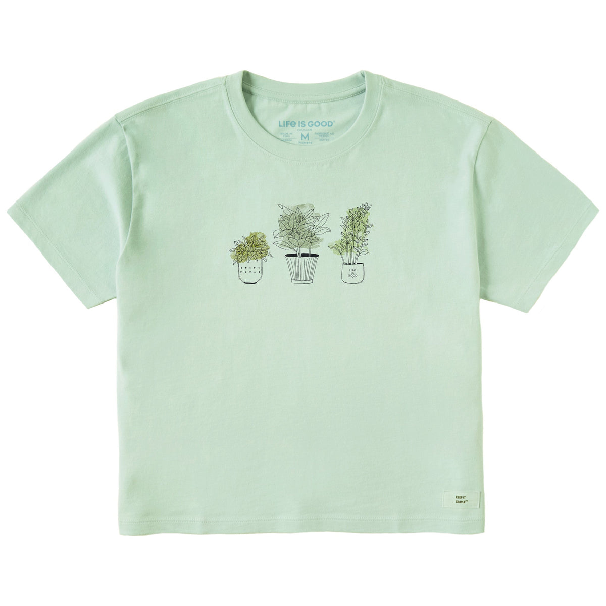 Women's Watercolor Plant Trio Short Sleeve Crusher Boxy Tee product image 1