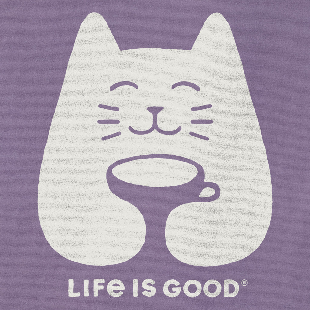 Women's Cat with Coffee Short Sleeve Crusher Tee