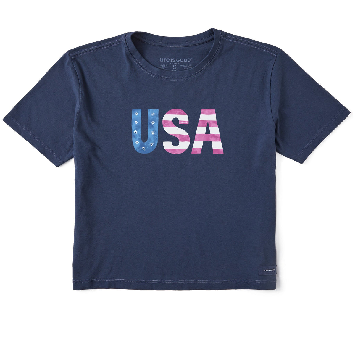 Women's USA Daisy Watercolor Short Sleeve Crusher Boxy Tee product image 1