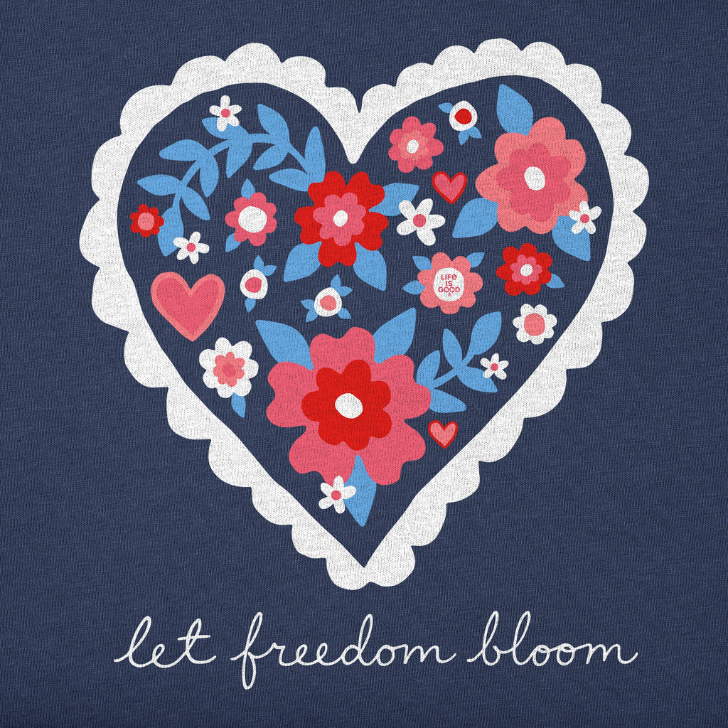 Women's American Floral Heart Short Sleeve Crusher Vee product image 2