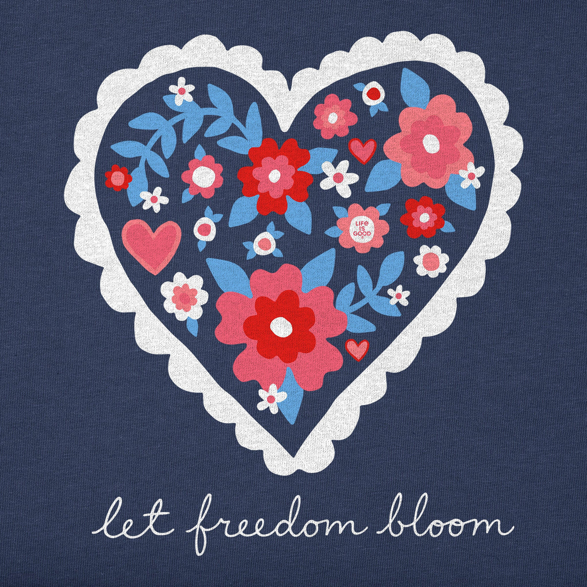 Women's American Floral Heart Short Sleeve Crusher Vee product image 2