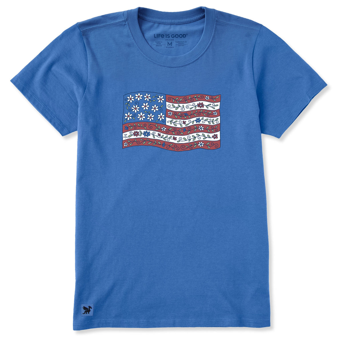 Women's Patchwork Floral Flag Short Sleeve Crusher Tee product image 1