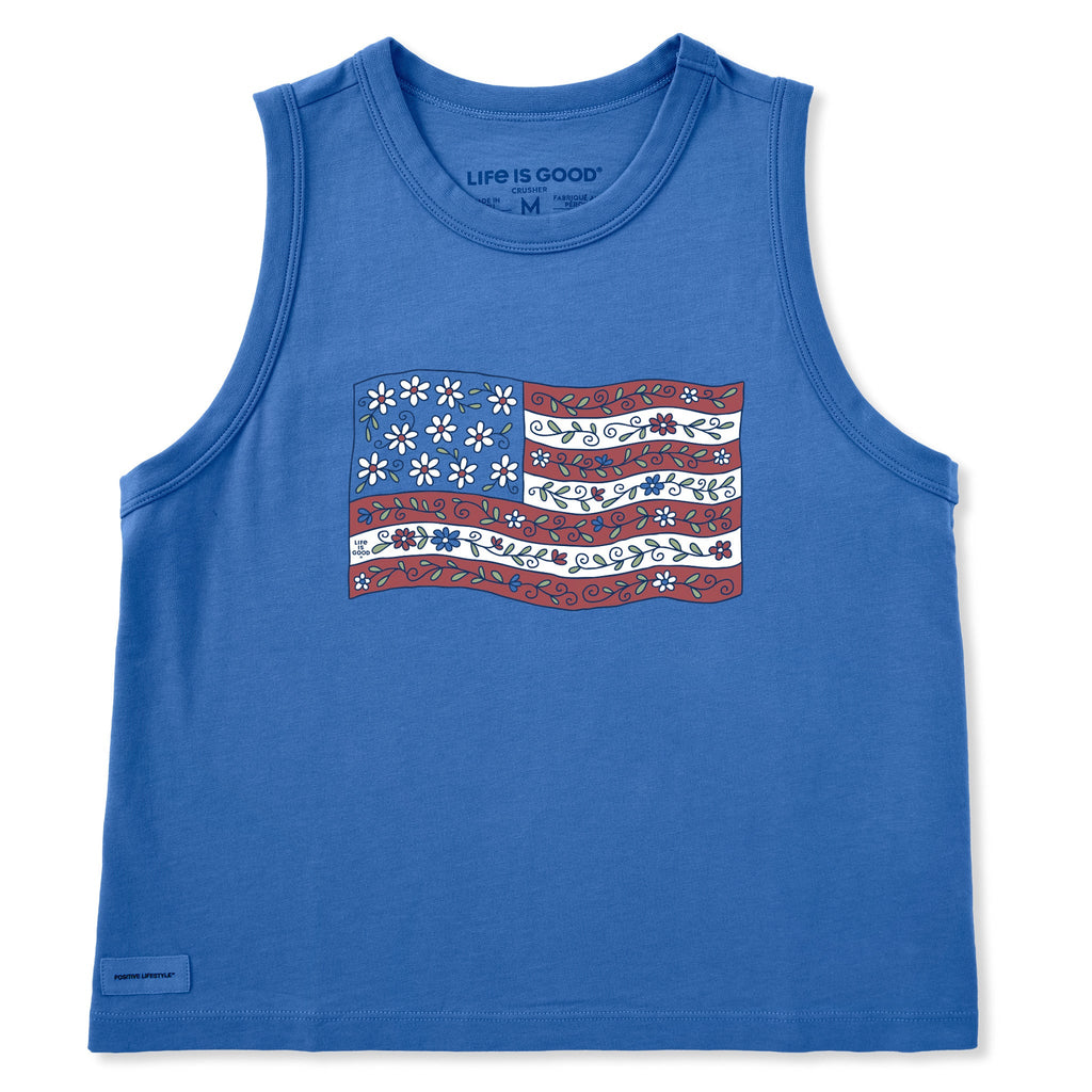 Women's Patchwork Floral Flag Crusher Boxy Tank product image 1