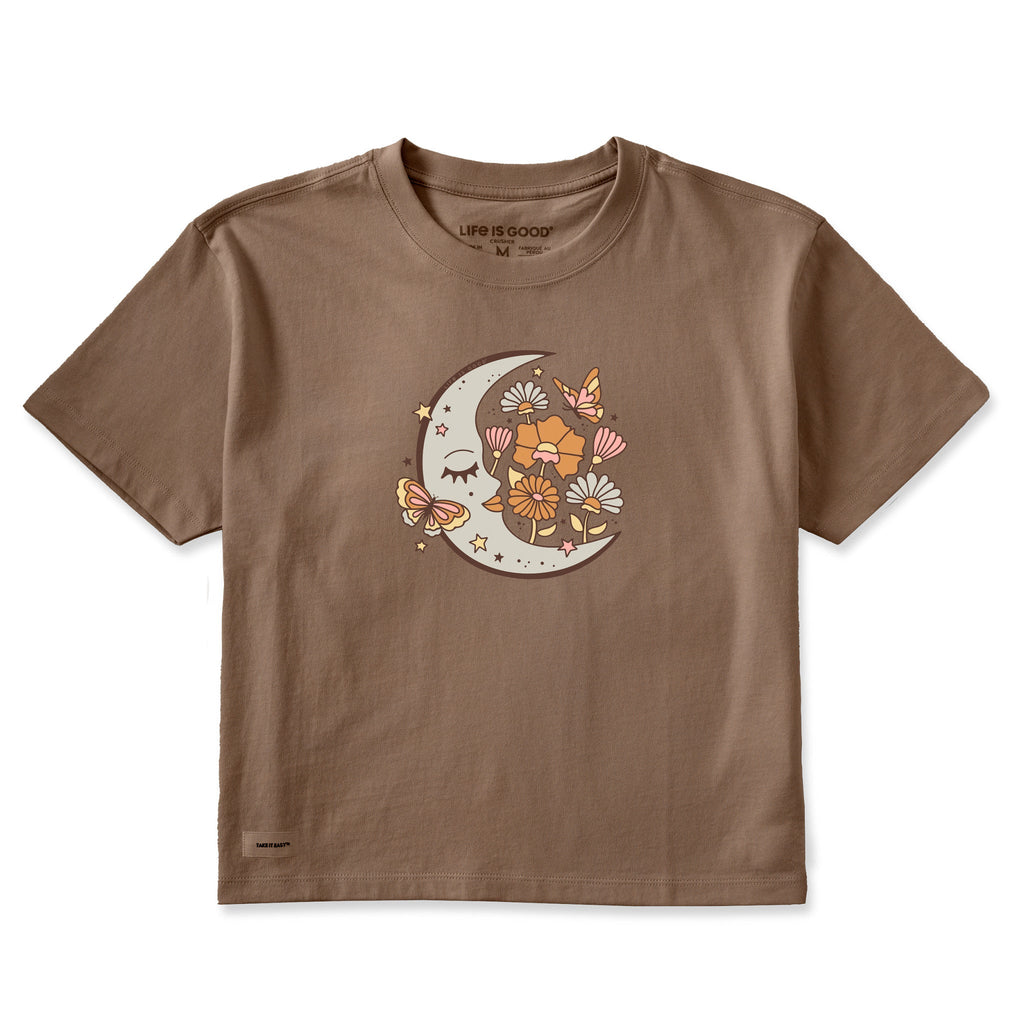 Women's Sleeping Flower Moon Short Sleeve Crusher Boxy Tee product image 1