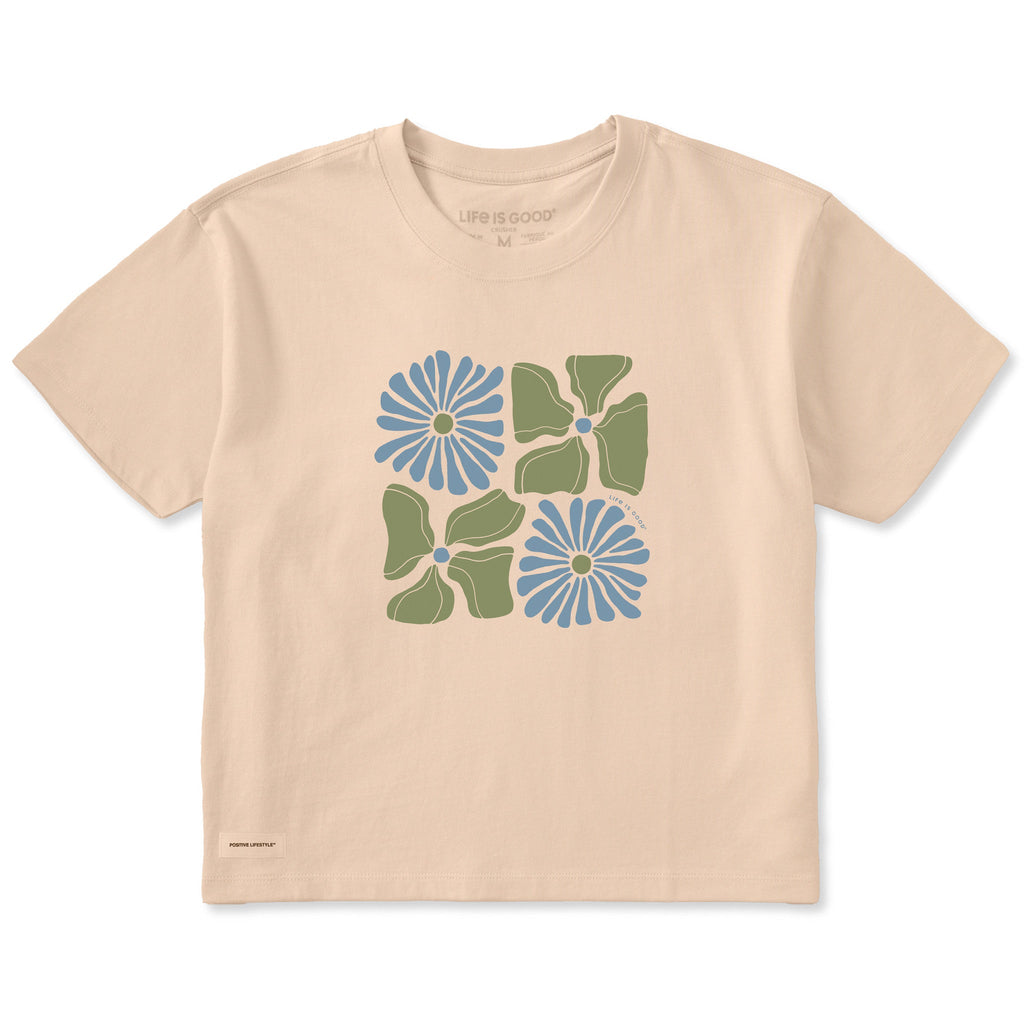 Women's Four Flower Grid Short Sleeve Crusher Boxy Tee product image 1