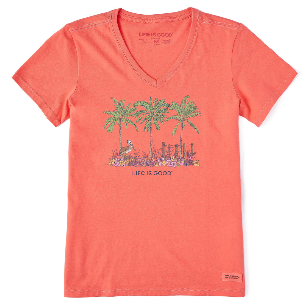 Women's Pelican Palm Flowerbed Short Sleeve Vee product image 3