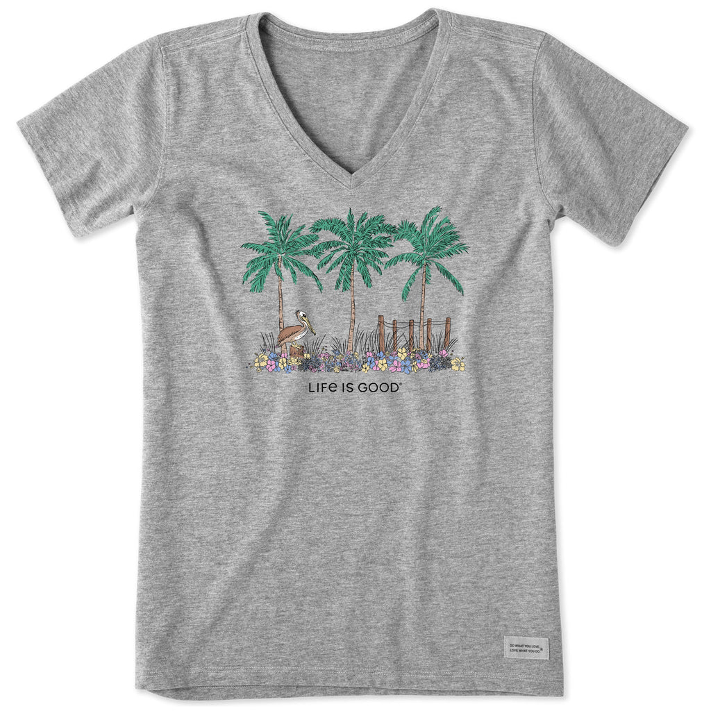 Women's Pelican Palm Flowerbed Short Sleeve Vee product image 5