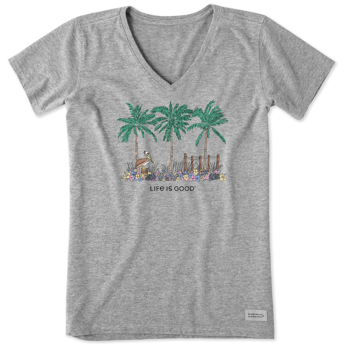 Women's Pelican Palm Flowerbed Short Sleeve Vee product image 5