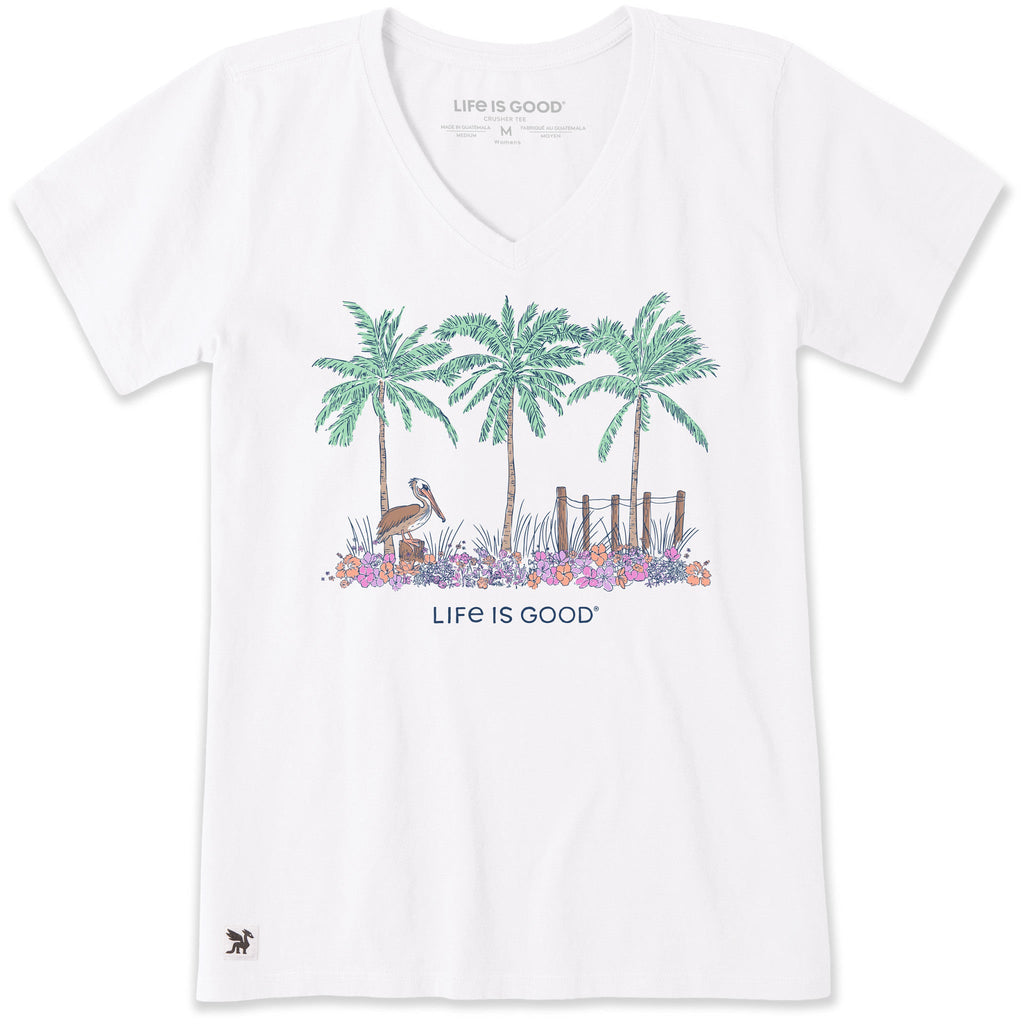 Women's Pelican Palm Flowerbed Short Sleeve Vee product image 7