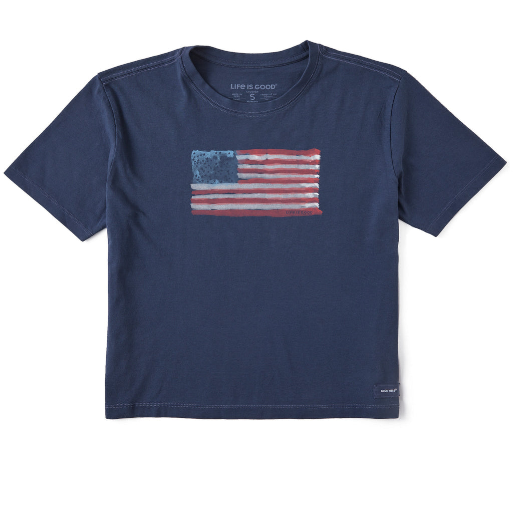 Women's Watercolor Flag Short Sleeve Crusher Boxy Tee product image 3