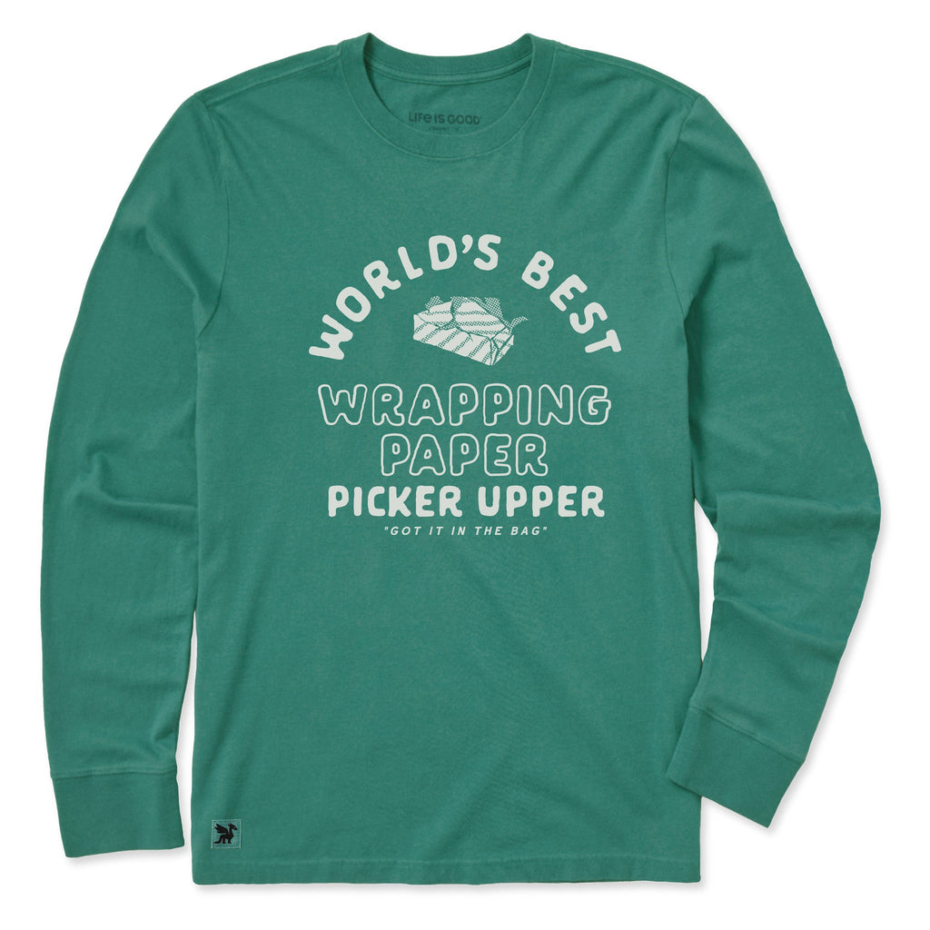 Men's World's Best Wrapping Paper Picker Upper Long Sleeve Crusher Tee